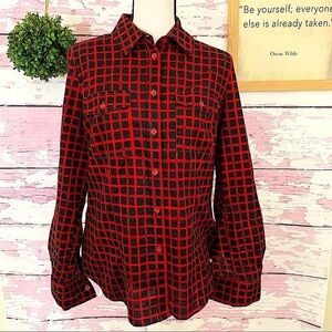 MICHAEL MICHAEL KORS Red Plaid Cotton Button Up Shirt Size Medium
